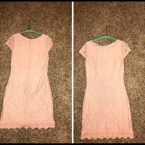 Blush capped sleeve dress